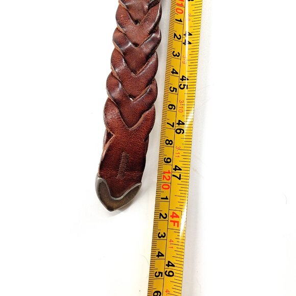 Vintage Genuine Leather Braided Belt Brown Western Distressed 1 Inch Wide XL 48 - Picture 9 of 11